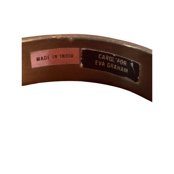 Vintage Carol for Eva Graham Brass Bangle Bracelet 2 Tone India Estate 8" - Picture 4 of 5